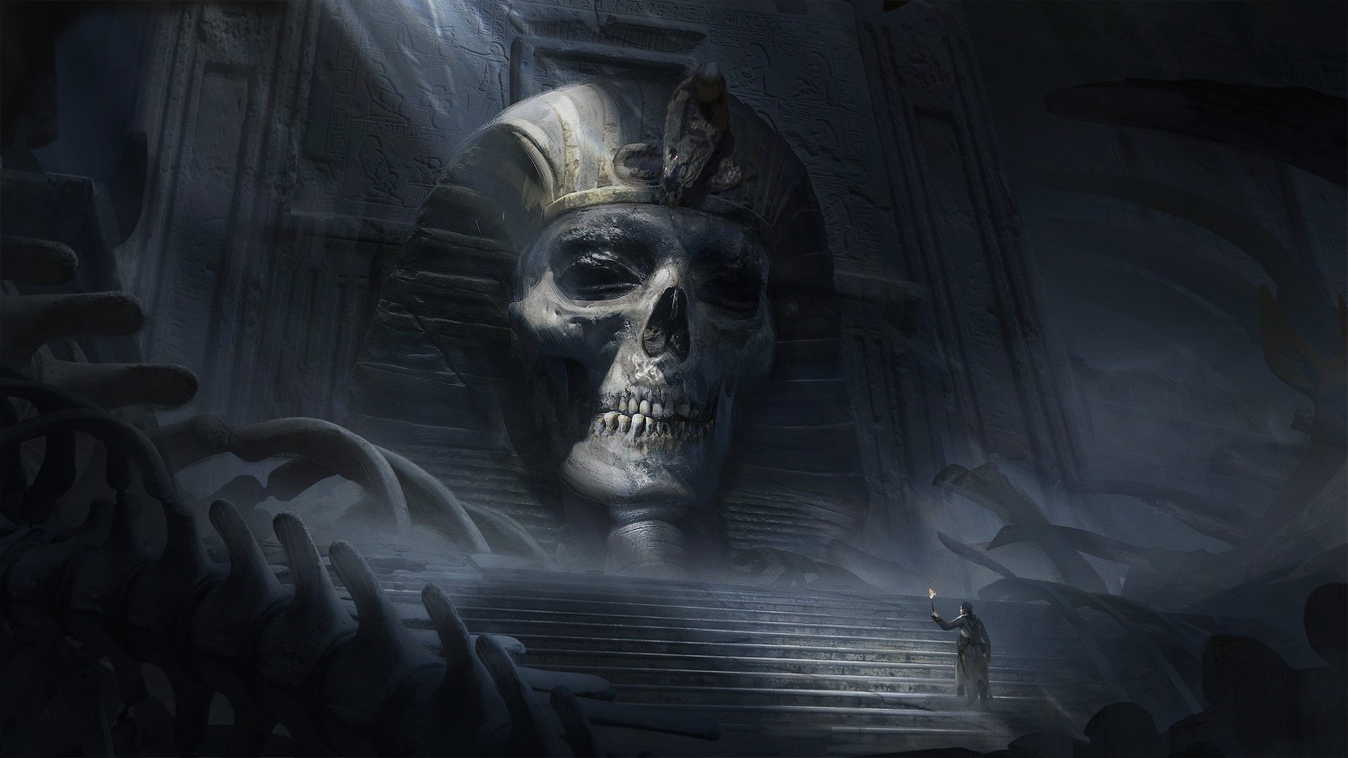 dark egyptian background with a pharaoh